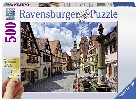 Ravensburger - Puzzle Rothenburg, Gold Edition, 500 Pezzi, Puzzle Adulti