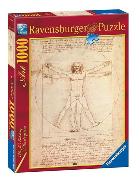 Ravensburger - Puzzle Leonardo: Uomo Vitruviano, Art Collection, 1000 Pezzi, Puzzle Adulti - 3