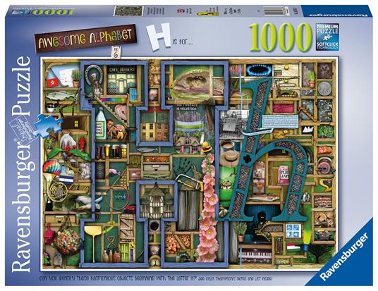 Ravensburger - Puzzle Colin Thompson Awesome Alphabet H, Collezione Colin Thompson, 1000 Pezzi, Puzzle Adulti