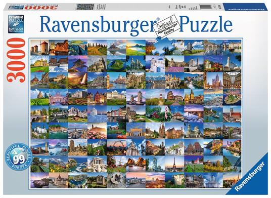 3000 Teile. 99 Beautiful Places of Europe. Ravensburger 99 Beautiful Places in Europe Puzzle a blocchi 3000 pezzo(i)