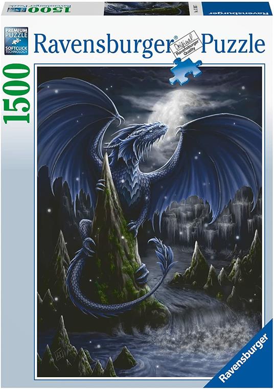 Ravensburger - Puzzle L'oscuro drago blu, 1500 Pezzi, Puzzle Adulti