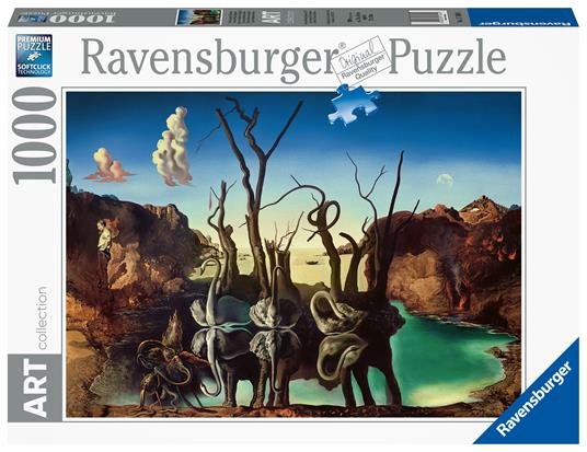 Ravensburger - Puzzle Dalì: Swans Reflecting Elephants, Art Collection, 1000 Pezzi, Puzzle Adulti