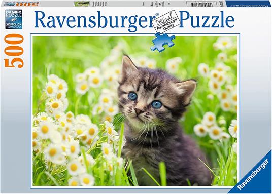 Ravensburger - Puzzle Gattino nel prato, 500 Pezzi, Puzzle Adulti