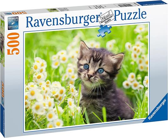 Ravensburger - Puzzle Gattino nel prato, 500 Pezzi, Puzzle Adulti - 2
