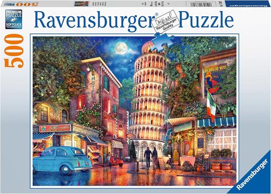 Ravensburger - Puzzle Una sera a Pisa, 500 Pezzi, Puzzle Adulti