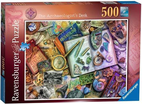 Ravensburger - Puzzle La scrivania dell'archeologo, 500 Pezzi, Puzzle Adulti