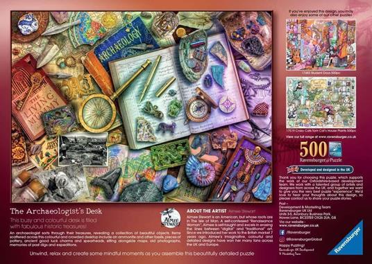 Ravensburger - Puzzle La scrivania dell'archeologo, 500 Pezzi, Puzzle Adulti - 3