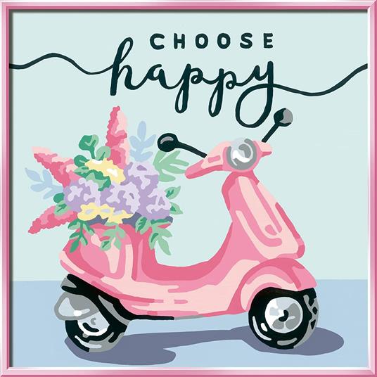 Ravensburger - CreArt Choose Happy, Motorino, Kit per Dipingere con i Numeri, Contiene Tavola Prestampata 20x20 cm, Pennello - 3