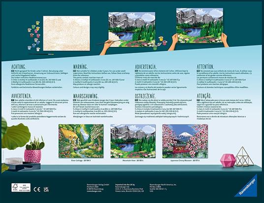 Ravensburger - CreArt Cottage al Fiume, Kit per Dipingere con i Numeri, Contiene Tavola Prestampata 40x30 cm, Pennello - 3