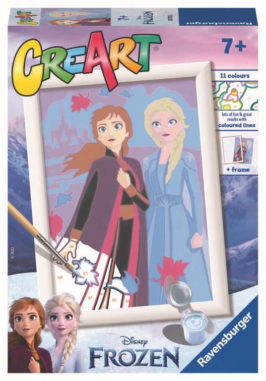 Ravensburger - CreArt Serie E: Frozen Elsa e Anna Kit Dipingere i Numeri Contiene una Tavola Prestampata Pennello