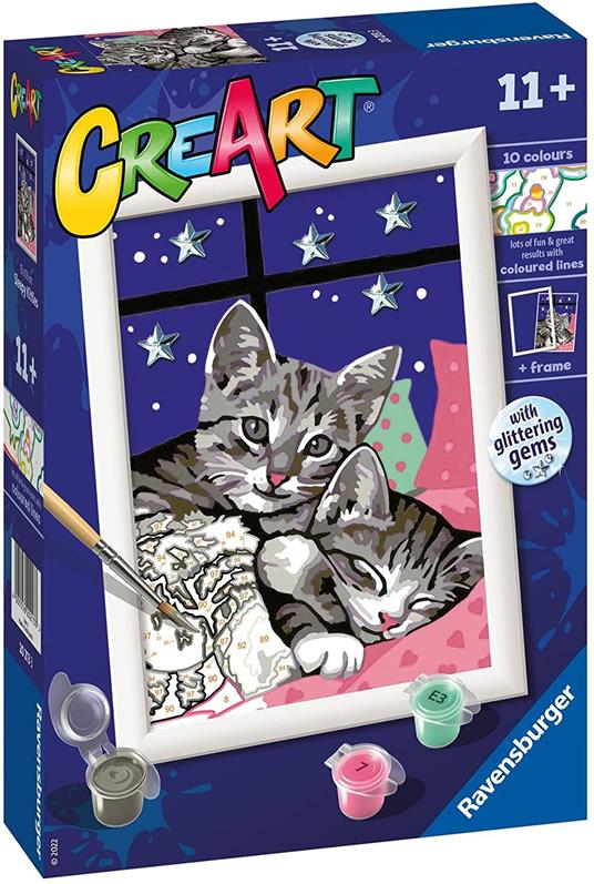 Jogo Criativo RAVENSBURGER Creart Serie D clássico gatinho e seu urso  (Idade Mínima Recomendada: 9 anos)