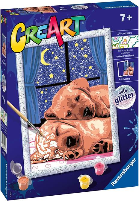 Ravensburger - CreArt Serie D: Coppia di cagnolini, Kit per Dipingere con i Numeri, - 2