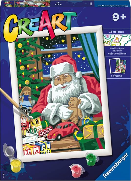Ravensburger - CreArt Serie D: Babbo Natale, Kit per Dipingere con i Numeri, Contiene una Tavola Prestampata, Pennello