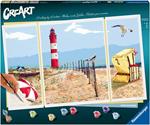 Ravensburger - CreArt Trittico, Spiaggia del Nord, Kit per Dipingere con i Numeri, Contiene 3 Tavole Prestampate, Pennello