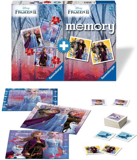 Ravensburger - Multipack Frozen 2, Memory 48 Carte + 3 PuzzleBambino da 25/36/49 pezzi, 4+ Anni - 3