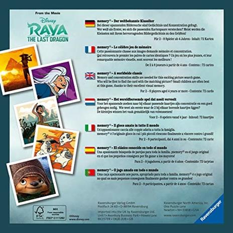 Ravensburger - Memory Versione Raya Disney, 72 Tessere, Gioco Da Tavolo, 4+ Anni - 3