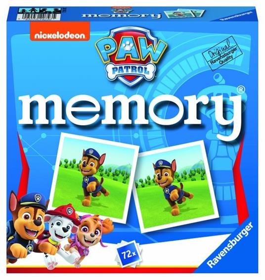 Ravensburger - Memory Versione Paw Patrol, 72 Tessere, Gioco Da Tavolo, 4+ Anni