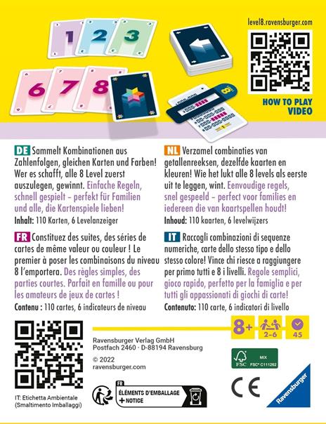 Ravensburger - Level 8, Gioco di Carte per tutta la famiglia, da 2 a 6 giocatori, 8+ Anni - 5
