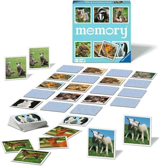 Ravensburger - Memory Animal Babies, 64 Tessere, Gioco Da Tavolo, 3+ Anni - 5