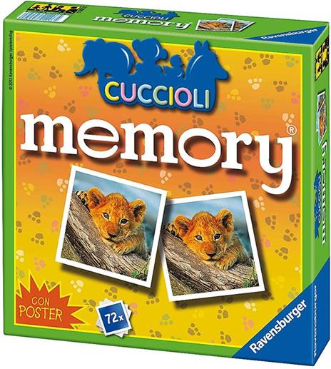 Ravensburger - Memory Cuccioli, 72 Tessere, Gioco Da Tavolo, 4+ Anni - 6