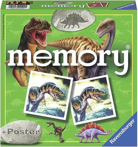 Ravensburger - Memory Dinosauri, 72 Tessere, Gioco Da Tavolo, 4+ Anni - 4