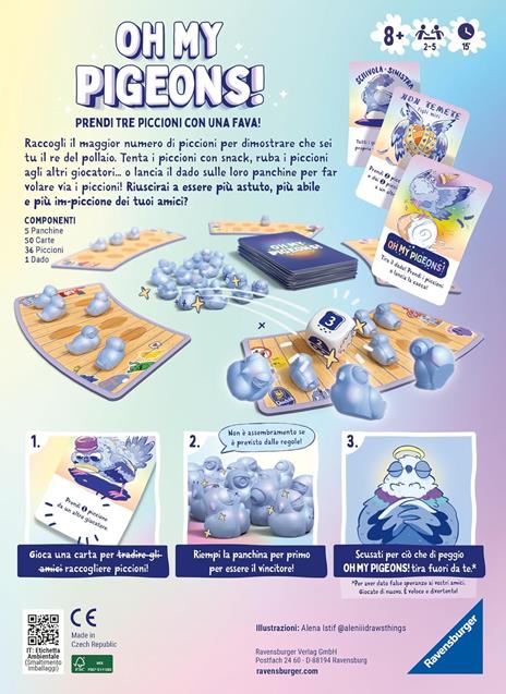Ravensburger - Oh my Pigeons!, Gioco di Carte per Tutta la Famiglia, 2-5 Giocatori 8+ Anni, Edizione in Italiano - 4
