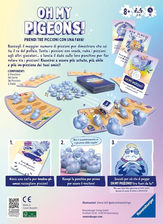 Ravensburger - Oh my Pigeons!, Gioco di Carte per Tutta la Famiglia, 2-5 Giocatori 8+ Anni, Edizione in Italiano - 4