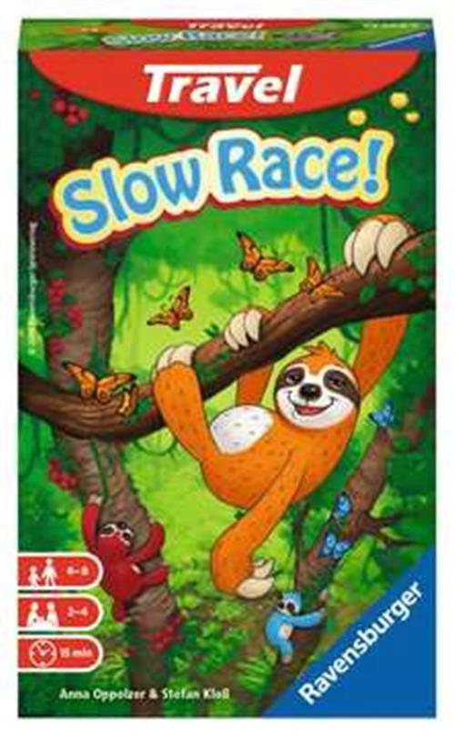 Ravensburger - Slow Race! Travel, Gioco da Tavolo Tascabile, 2-4 Giocatori, 4+ Anni