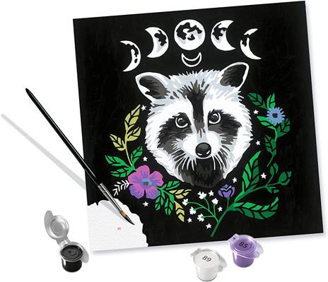 Ravensburger - CreArt Pixie Cold "Procione", Kit per Dipingere con i Numeri, Contiene Tavola Prestampata 20x20 cm, Pennello - 5