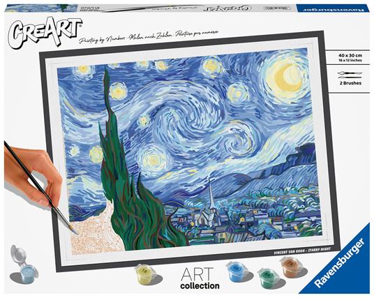 Ravensburger - CreArt ART COLLECTION Van Gogh: Notte stellata, Kit per  Dipingere con i Numeri - Ravensburger - Pittura - Giocattoli