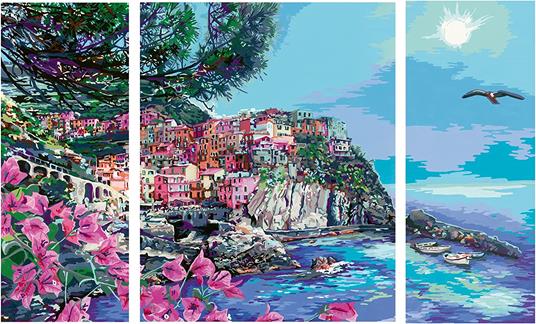 Ravensburger - CreArt Trittico, Le Cinque Terre, Italia, Kit per Dipingere con i Numeri - 3