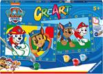 Ravensburer - CreArt Serie Junior, Paw Patrol, Kit dipingere con i Numeri, contiene 2 tavole prestampate, Pennello, Colori