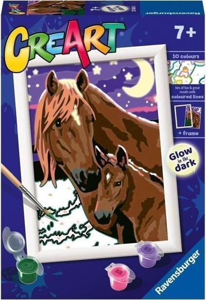 Ravensburger - CreArt Serie E: Cavalli luna e stelle, Kit per Dipingere con i Numeri,