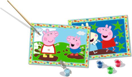 Ravensburer - CreArt Serie Junior, Peppa Pig, Kit dipingere con i Numeri, contiene 2 tavole prestampate, Pennello, Colori - 5