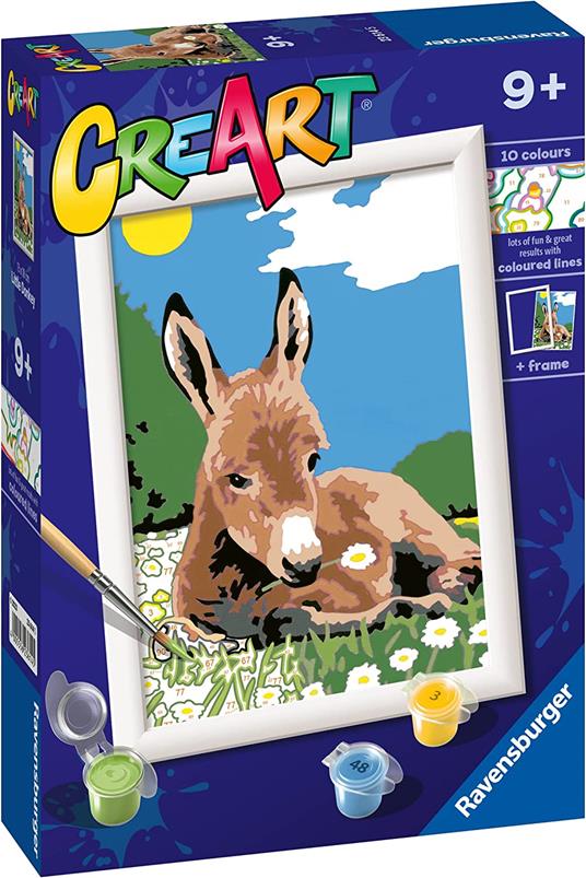 Ravensburger - CreArt Serie E: Asinello, Kit per Dipingere con i Numeri, Contiene una Tavola Prestampata, Pennello - 2