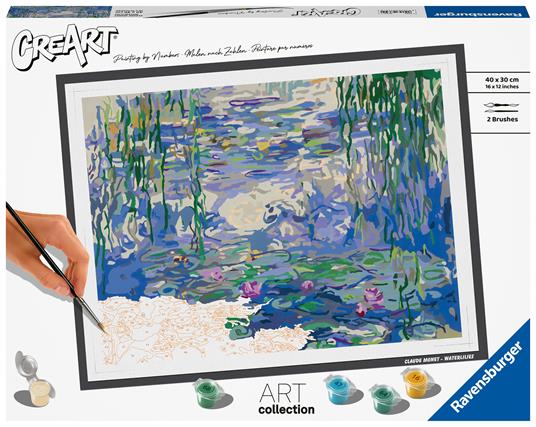Ravensburger - CreArt ART COLLECTION Monet: Le ninfee, Kit per Dipingere  con i Numeri - Ravensburger - Pittura - Giocattoli