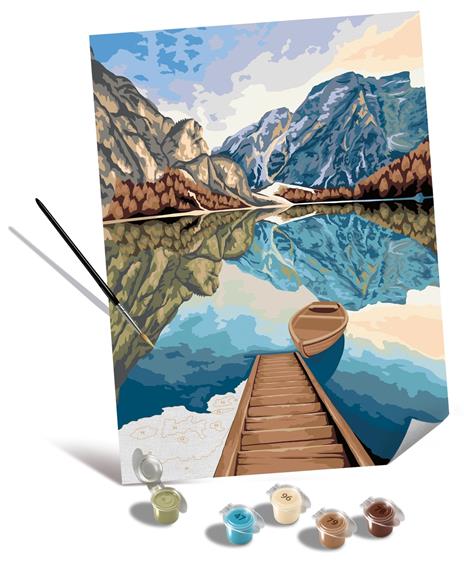 Ravensburger - CreArt Premium B Canvas, Lago di Montagna, Dipingere con i Numeri, Kit Pittura, 14+ Anni, 30x40 cm