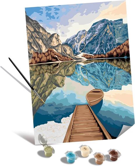Ravensburger - CreArt Premium B Canvas, Lago di Montagna, Dipingere con i Numeri, Kit Pittura, 14+ Anni, 30x40 cm - 2