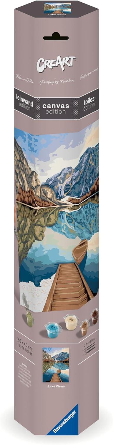 Ravensburger - CreArt Premium B Canvas, Lago di Montagna, Dipingere con i Numeri, Kit Pittura, 14+ Anni, 30x40 cm - 4