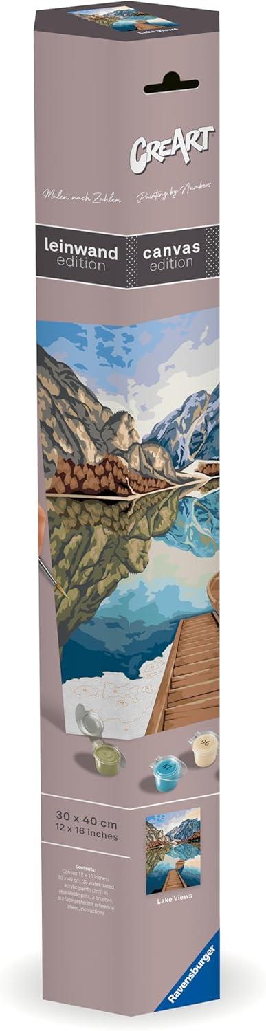 Ravensburger - CreArt Premium B Canvas, Lago di Montagna, Dipingere con i Numeri, Kit Pittura, 14+ Anni, 30x40 cm - 5