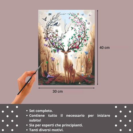 Ravensburger - CreArt Premium B Canvas, Cervo, Dipingere con i Numeri, Kit Pittura, Tema Animali, 14+ Anni, 30x40 cm - 6