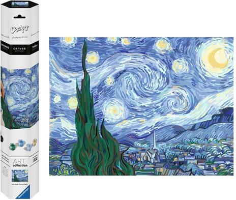 Ravensburger - CreArt Premium B Canvas, Van Gogh, Notte Stellata, Dipingere con i Numeri, Kit Pittura, 14+ Anni, 30x40 cm