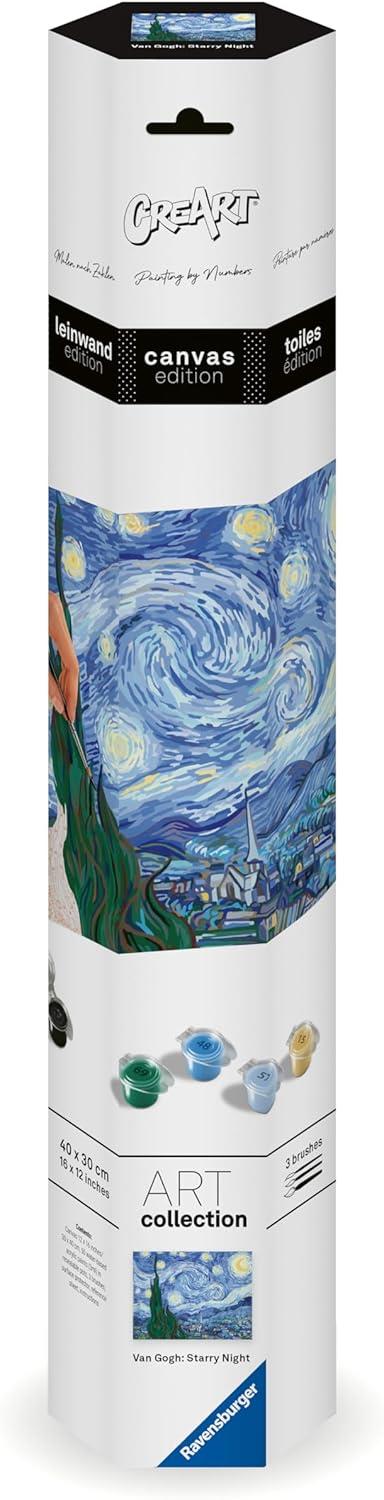 Ravensburger - CreArt Premium B Canvas, Van Gogh, Notte Stellata, Dipingere con i Numeri, Kit Pittura, 14+ Anni, 30x40 cm - 4