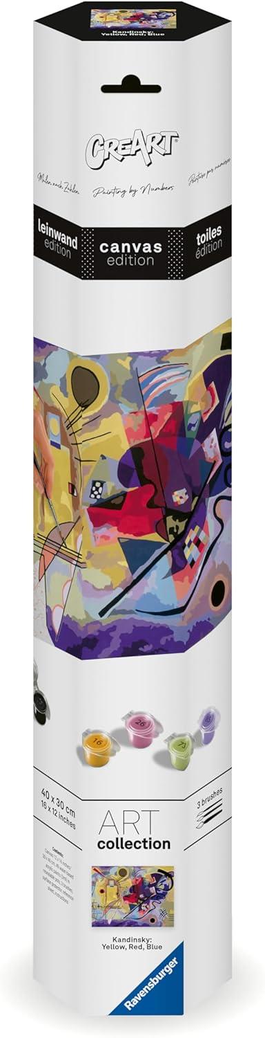 Ravensburger - CreArt Premium B Canvas, Kandinsky, Giallo, Rosso e Blu, Kit Pittura, 14+ Anni, 30x40 cm - 4