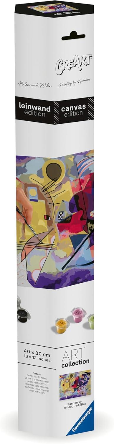 Ravensburger - CreArt Premium B Canvas, Kandinsky, Giallo, Rosso e Blu, Kit Pittura, 14+ Anni, 30x40 cm - 5