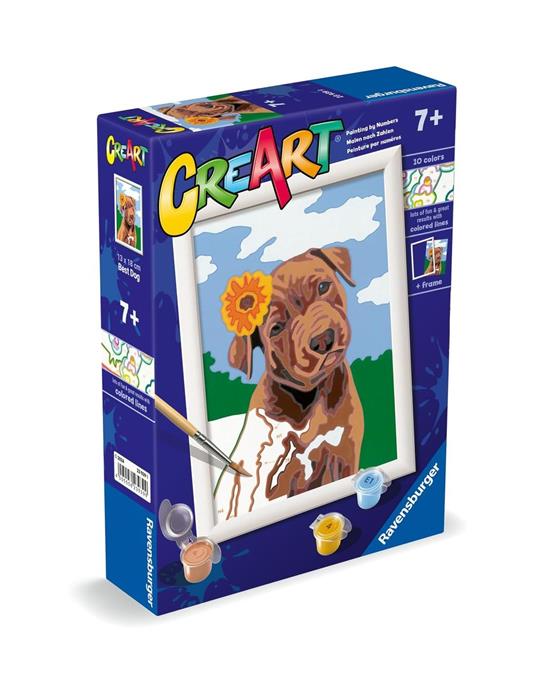 Ravensburger - CreArt Serie E: Cucciolo con fiore, Kit per Dipingere con i Numeri,