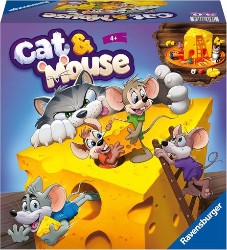 Ravensburger - Cat&Mouse, Gioco da Tavolo per Tutta la Famiglia, 2-4 Giocatori, 4+ Anni, Edizione in Italiano