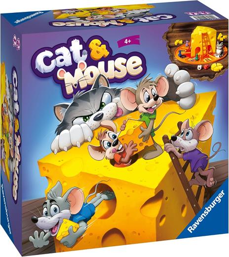 Ravensburger - Cat&Mouse, Gioco da Tavolo per Tutta la Famiglia, 2-4 Giocatori, 4+ Anni, Edizione in Italiano - 2
