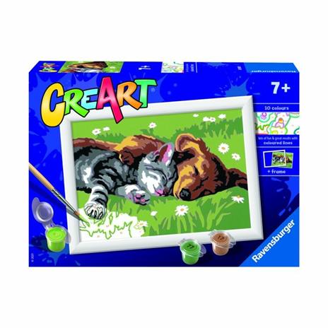 Ravensburger - CreArt Serie E: Cane e Gatto Dolce Sonno, Kit per Dipingere con i Numeri,