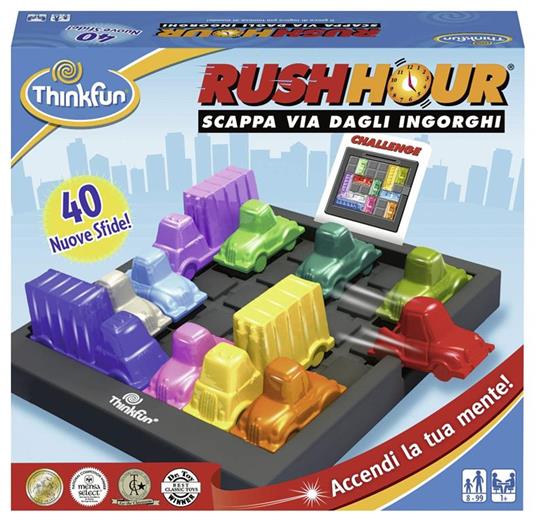 ThinkFun - Rush Hour Scappa Dagli Ingorghi, Gioco di Logica per Bambini Età 8+ Anni